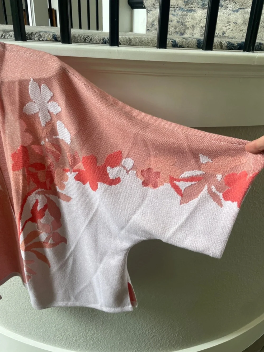 Chico's Coral and Light Pink Floral Open-Front Cardigan - Picture 3 of 8